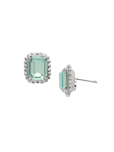 Octavia Scalloped Stud Earrings - EBW18PDAQU - <p>Savvy and sophisticated, these emerald cut crystal solitaire earrings are finished with a vintage-inspired decorative edged border for a simply stunning look. From Sorrelli's Aquamarine collection in our Palladium finish.</p>