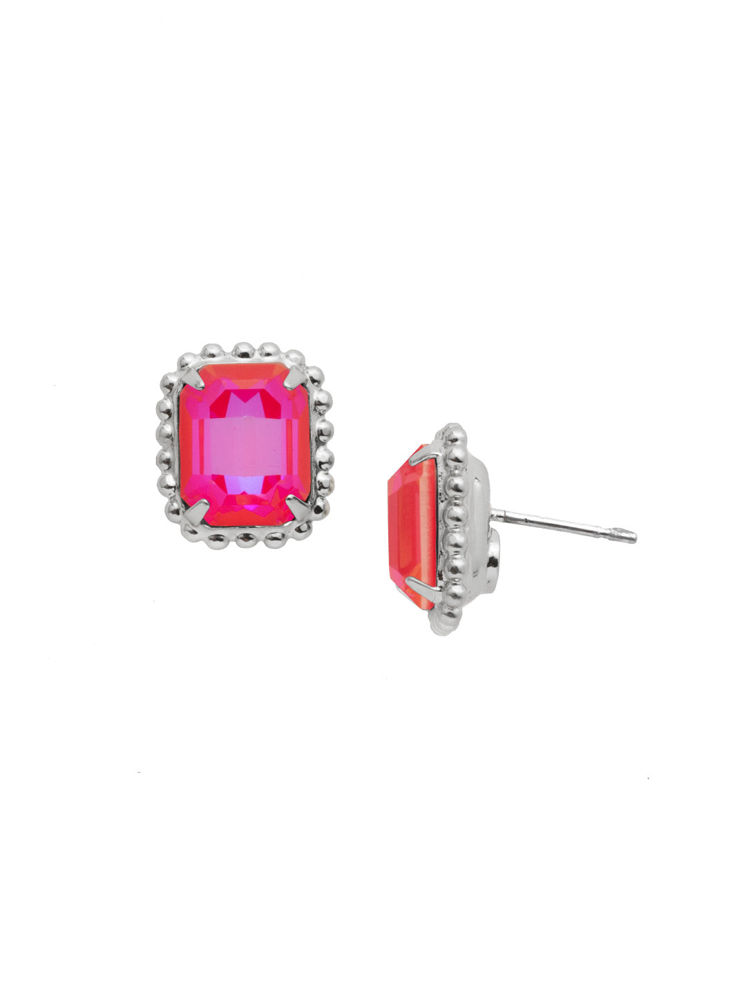 Octavia Scalloped Stud Earrings - EBW18PDRRD - <p>Savvy and sophisticated, these emerald cut crystal solitaire earrings are finished with a vintage-inspired decorative edged border for a simply stunning look. From Sorrelli's Royal Red Delite collection in our Palladium finish.</p>