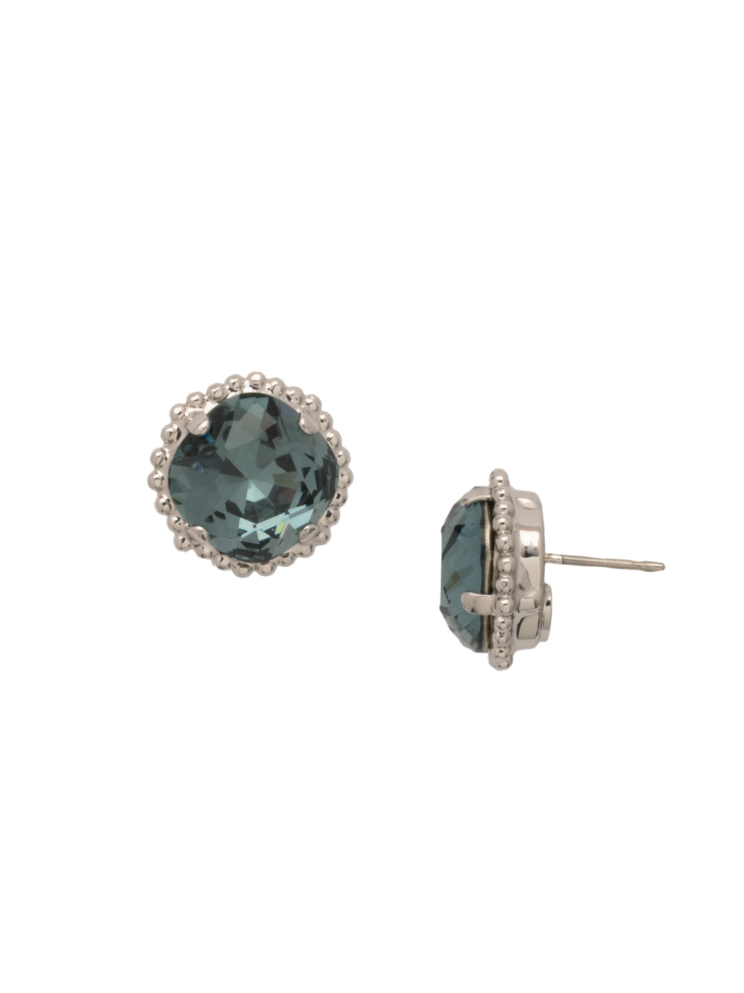 Cushion-Cut Solitaire Stud Earrings - EBX10PDASP - <p>All around allure; the Cushion-Cut Solitaire Stud Earring features a rounded-edge, cushion cut stone that is encircled by a vintage inspired decorative, edged border. A post backing ensures comfortable, everyday wear. From Sorrelli's Aspen SKY collection in our Palladium finish.</p>