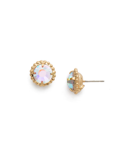Simplicity Stud Earrings - EBY38BGCAB - <p>A timeless classic, the Simplicity Stud Earrings feature round cut crystals in a variety of colors; accented with a halo of metal beaded detail. Need help picking a stud? <a href="https://www.sorrelli.com/blogs/sisterhood/round-stud-earrings-101-a-rundown-of-sizes-styles-and-sparkle">Check out our size guide!</a> From Sorrelli's Crystal Aurora Borealis collection in our Bright Gold-tone finish.</p>