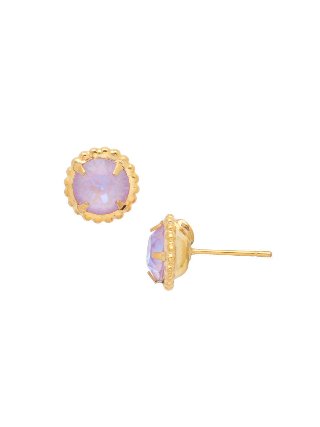 Simplicity Stud Earrings - EBY38BGCCC - <p>A timeless classic, the Simplicity Stud Earrings feature round cut crystals in a variety of colors; accented with a halo of metal beaded detail. Need help picking a stud? <a href="https://www.sorrelli.com/blogs/sisterhood/round-stud-earrings-101-a-rundown-of-sizes-styles-and-sparkle">Check out our size guide!</a> From Sorrelli's Cotton Candy Clouds collection in our Bright Gold-tone finish.</p>