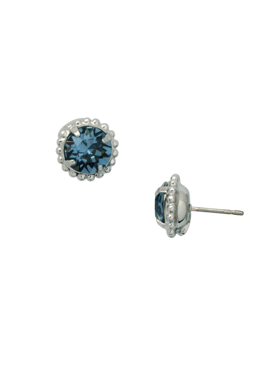 Simplicity Stud Earrings - EBY38PDASP - <p>A timeless classic, the Simplicity Stud Earrings feature round cut crystals in a variety of colors; accented with a halo of metal beaded detail.</p>