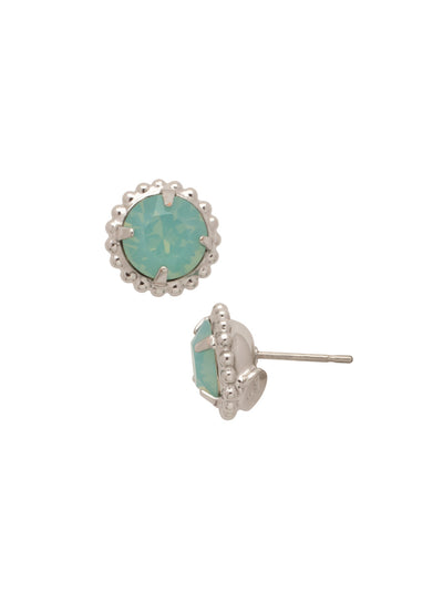 Simplicity Stud Earrings - EBY38RHPAC - <p>A timeless classic, the Simplicity Stud Earrings feature round cut crystals in a variety of colors; accented with a halo of metal beaded detail. Need help picking a stud? <a href="https://www.sorrelli.com/blogs/sisterhood/round-stud-earrings-101-a-rundown-of-sizes-styles-and-sparkle">Check out our size guide!</a> From Sorrelli's Pacific Opal collection in our Palladium Silver-tone finish.</p>