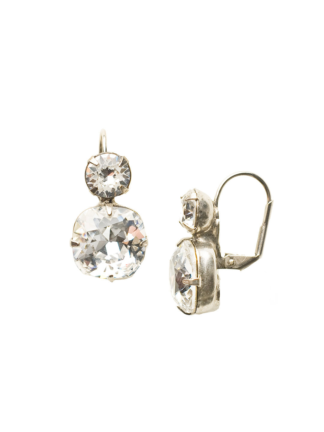On The Edge Dangle Earrings - ECL4ASCRY - <p>It's simple - round and cushion cut crystals on a french wire earring. These earrings go with anything! You can rest easy knowing you have the perfect go-to pair of earrings in your jewelry box. From Sorrelli's Crystal collection in our Antique Silver-tone finish.</p>