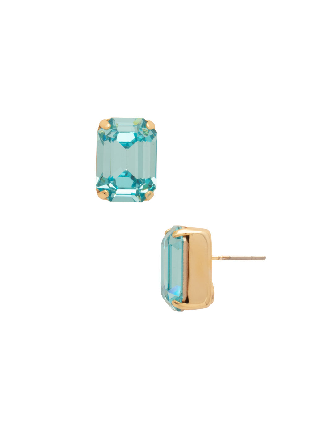 Everyday Stud Earrings - ECT11BGAQU - <p>Simple studs never go out of style! Try this single cut crystal on a post for everyday sparkle. From Sorrelli's Aquamarine collection in our Bright Gold-tone finish.</p>