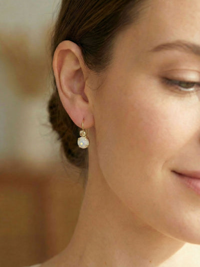 Round Crystal Dangle Earrings - ECW36BGGGO