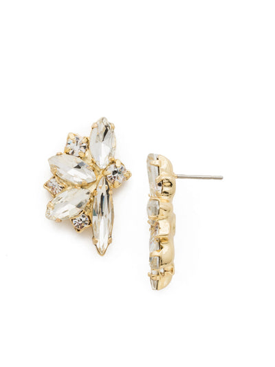 Fanned Vavette Stud Earrings - ECZ21BGCRY - <p>Looking sharp! This post earring features a series of pointed navette crystals fanned out from a central round crystal. From Sorrelli's Crystal collection in our Bright Gold-tone finish.</p>