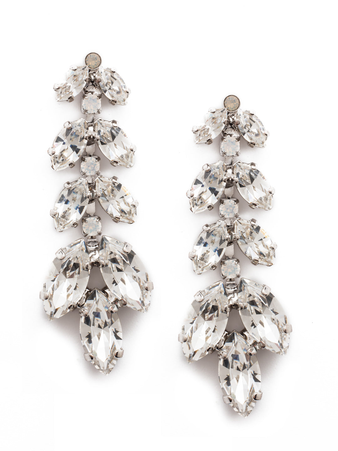 Repeating Navette Dangle Earrings - ECZ2RHWBR - <p>This dynamic drop earring evokes the essence of nature with it's leaf-like inspired design. Featuring paired navette crystals alternating with single round stones, this silhouette is sure to inspire your everyday look! From Sorrelli's White Bridal collection in our Palladium Silver-tone finish.</p>