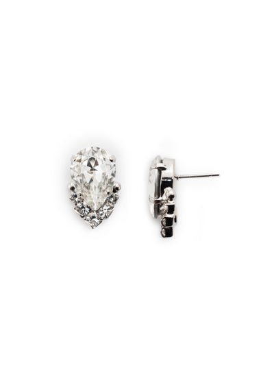 Crystal Teardrop and Cluster Stud Earrings - EDA18RHCRY - <p>These petite posts feature a central crystal teardrop accented by a cluster of smaller, round stones for the perfect pop of sparkle! From Sorrelli's Crystal collection in our Palladium Silver-tone finish.</p>