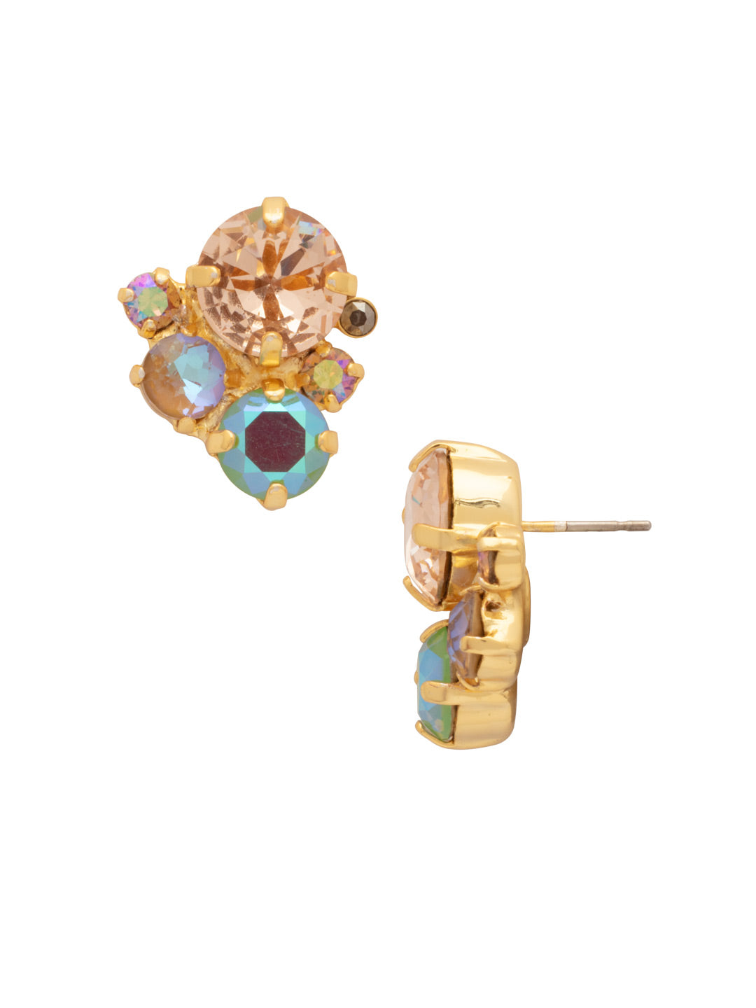 Crystal Assorted Rounds Stud Earrings - EDB11BGCHA - <p>These bubbly baubles feature multi-sized round crystals in a free flowing design for the perfect amount effortless sparkle. From Sorrelli's Chai Latte collection in our Bright Gold-tone finish.</p>