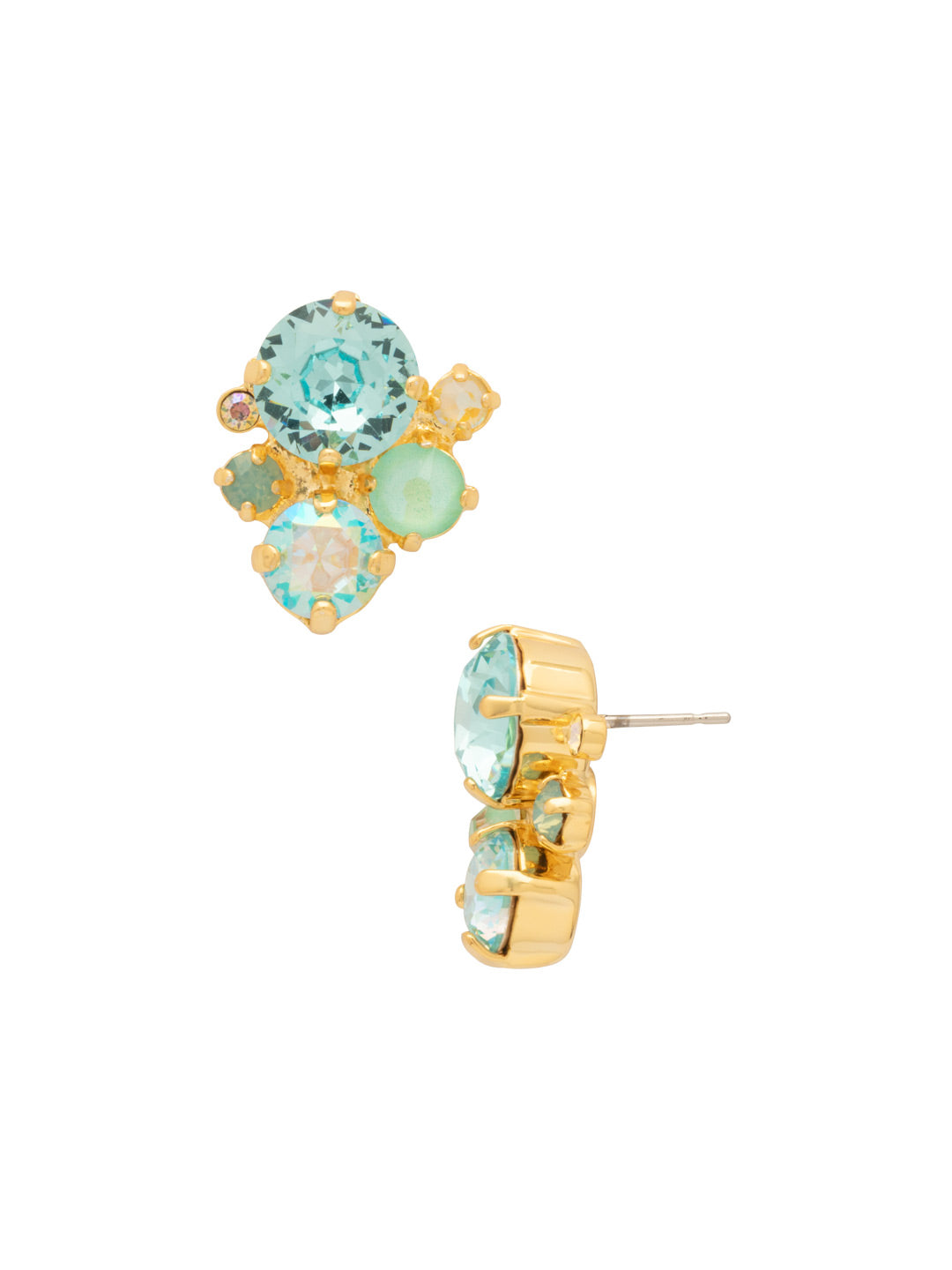Crystal Assorted Rounds Stud Earrings - EDB11BGCSD - <p>These bubbly baubles feature multi-sized round crystals in a free flowing design for the perfect amount effortless sparkle. From Sorrelli's Coastal Dreams collection in our Bright Gold-tone finish.</p>