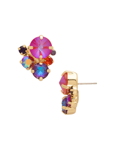Crystal Assorted Rounds Stud Earrings - EDB11BGREV - <p>These bubbly baubles feature multi-sized round crystals in a free flowing design for the perfect amount effortless sparkle. From Sorrelli's Red Velvet collection in our Bright Gold-tone finish.</p>