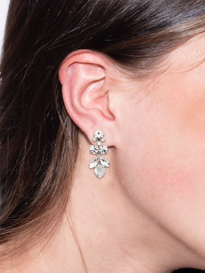 Petite Crystal Lotus Flower Dangle Earrings - EDE79RHCRY