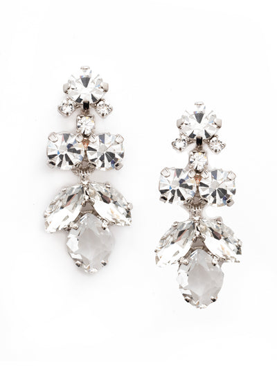 Petite Crystal Lotus Flower Dangle Earrings - EDE79RHCRY - <p>A more petite version of our best-selling statement earring. A sweet formation of crystals hangs comfortably from a post and helps you achieve a glamorous look! From Sorrelli's Crystal collection in our Palladium Silver-tone finish.</p>