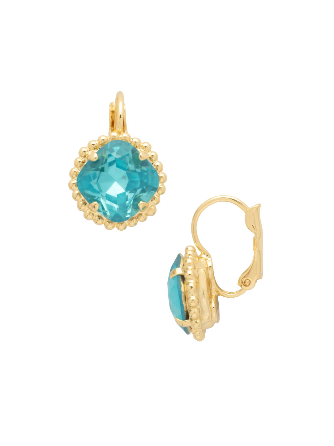 Decorative Cushion Cut Dangle Earrings - EDE90BGOCD