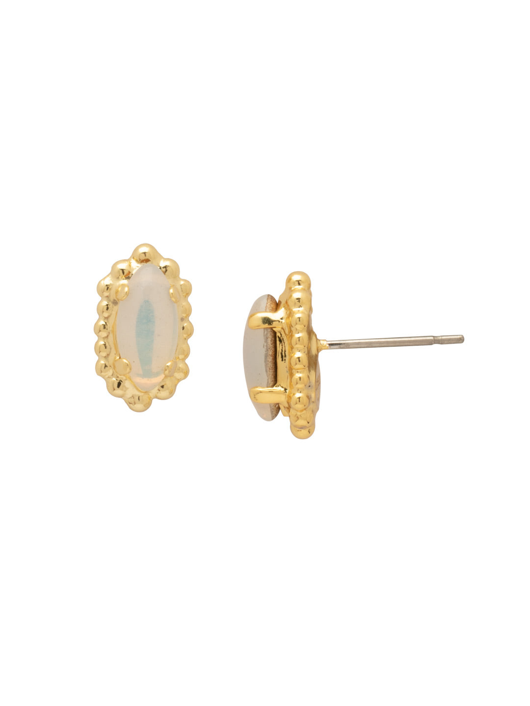 Navette Cut Solitaire Post Earrings - EDG1BGWO - <p>A simple, yet stunning navette cut crystal outlined with a decorative edged border.</p>