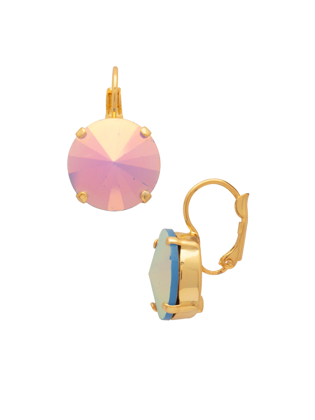 Nadine Dangle Earrings - EDH108BGABA - <p>The Nadine Dangle Earrings feature a single round rivoli-cut crystal with a lever-back French wire. From Sorrelli's Air Blue Opal AB collection in our Bright Gold-tone finish.</p>