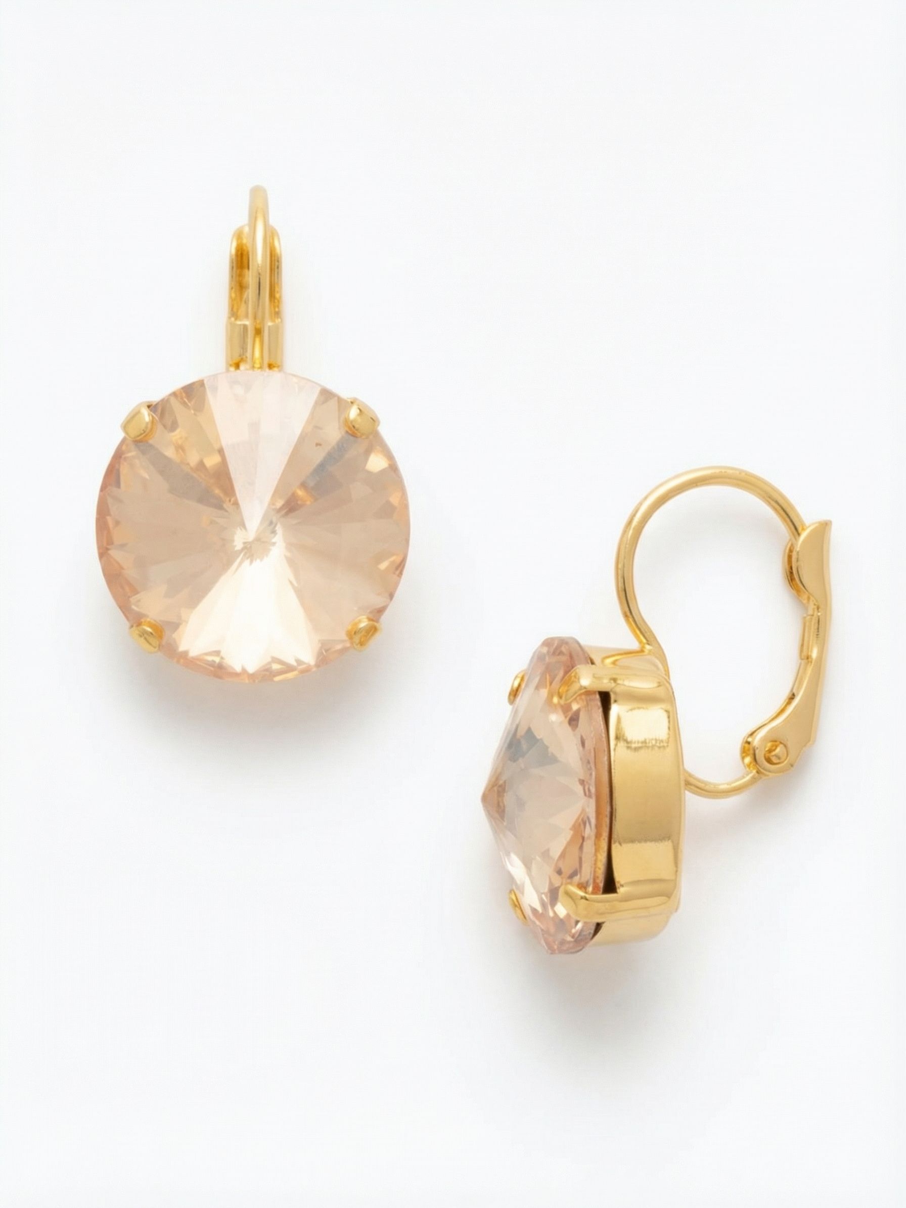 Nadine Dangle Earrings - EDH108BGGNS - <p>The oversized round crystal catches ambient light with a warm, golden glow. Dropping gently from the ear, this piece offers the confident scale of a large stud paired with the subtle mobility of a slight dangle. The secure closure keeps the weight beautifully balanced and comfortable throughout the day, ensuring the faceted stone always faces forward. It is a quiet, reliable design that brings an effortless polish to your daily routine.</p><ul>
<li>Oversized round crystal offers a clean and classic visual profile</li>
<li>Combines the immediate presence of a stud with the movement of a dangle</li>
<li>Hook drop for easy, lightweight wear</li>
<li>Protective e-coat finish for lasting wear</li>
<li>Includes signature organza pouch for gifting and travel</li>
</ul>