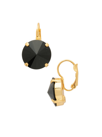 Nadine Dangle Earrings - EDH108BGJET - <p>The Nadine Dangle Earrings feature a single round rivoli-cut crystal with a lever-back French wire. From Sorrelli's Jet collection in our Bright Gold-tone finish.</p>