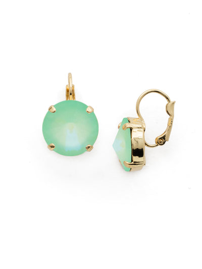 Nadine Dangle Earrings - EDH108BGMND - <p>The Nadine Dangle Earrings feature a single round rivoli-cut crystal with a lever-back French wire. From Sorrelli's Mint Delite collection in our Bright Gold-tone finish.</p>