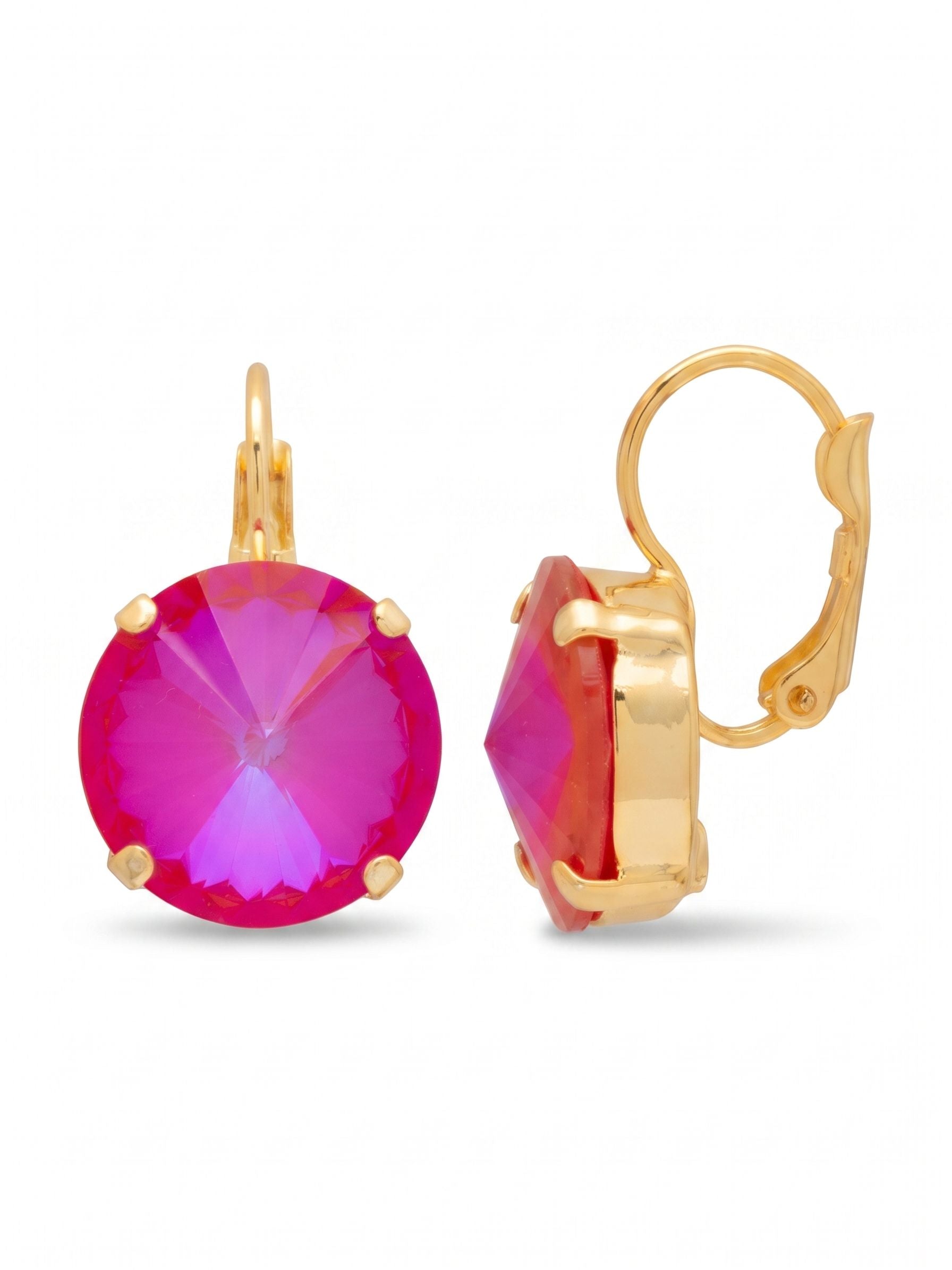 Nadine Dangle Earrings - EDH108BGRRD - <p>The Nadine Dangle Earrings feature a single round rivoli-cut crystal with a lever-back French wire. From Sorrelli's Royal Red Delite collection in our Bright Gold-tone finish.</p>