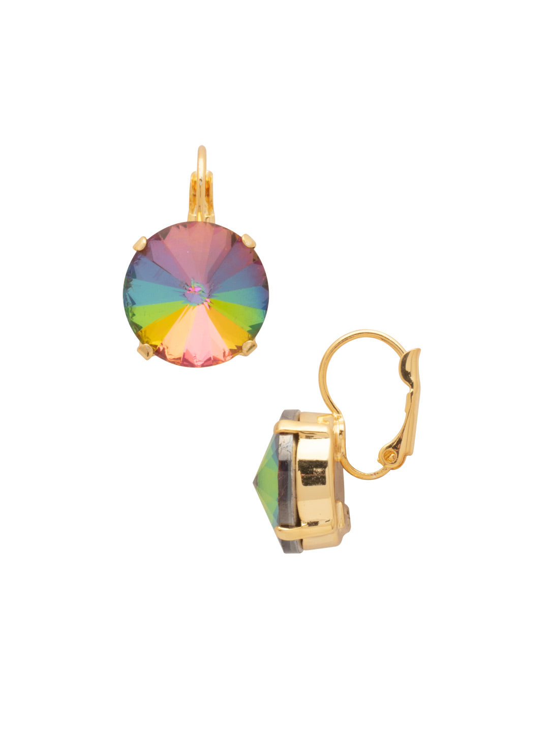 Nadine Dangle Earrings - EDH108BGVO - <p>The Nadine Dangle Earrings feature a single round rivoli-cut crystal with a lever-back French wire. From Sorrelli's Volcano collection in our Bright Gold-tone finish.</p>