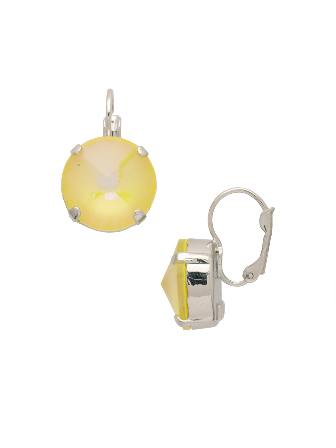 Nadine Dangle Earrings - EDH108PDLTD - <p>The Nadine Dangle Earrings feature a single round rivoli-cut crystal with a lever-back French wire. From Sorrelli's Light Topaz Delite collection in our Palladium finish.</p>