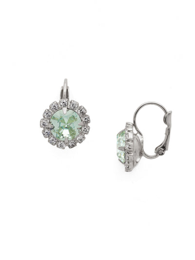 Haute Halo Dangle Earrings - EDL100PDAQU - <p>A central round crystal with an elegant halo of gems embodies elegance and style. From Sorrelli's Aquamarine collection in our Palladium finish.</p>