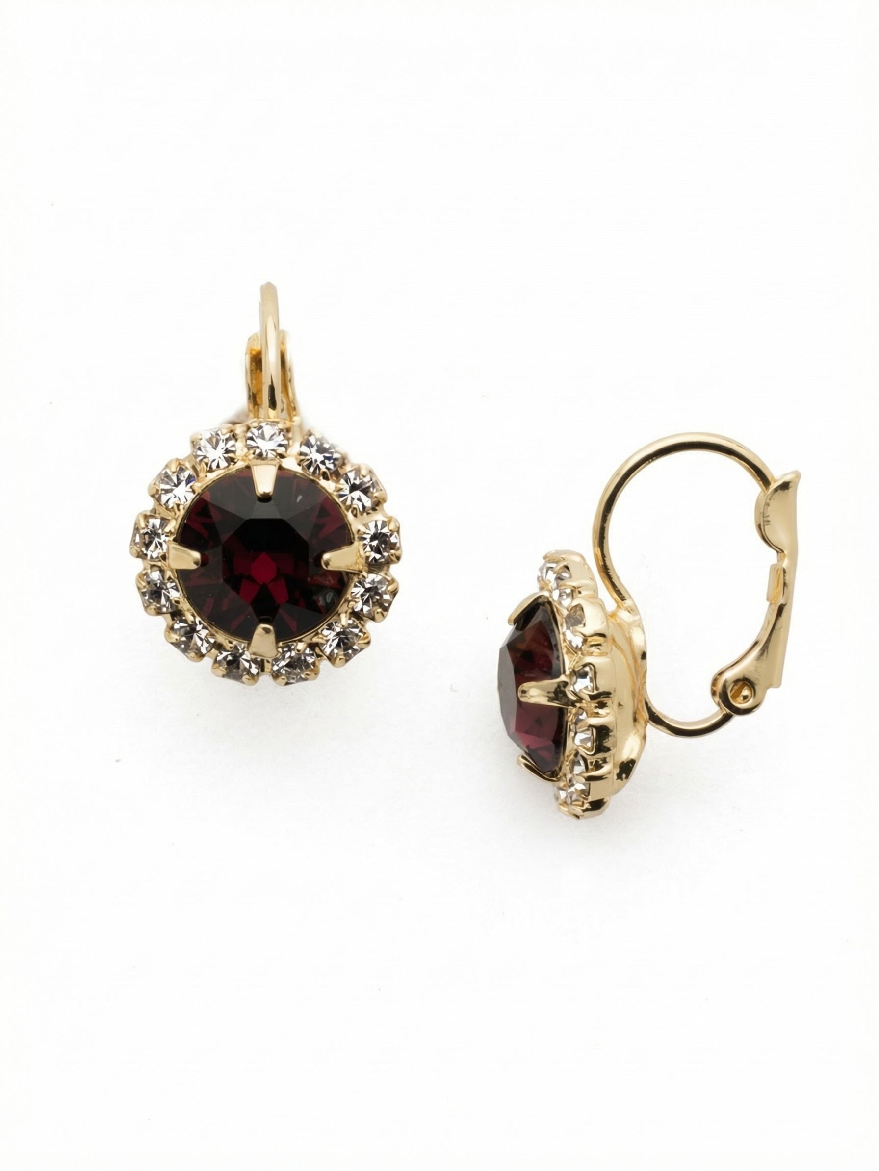 Haute Halo Dangle Earrings - EDL10BGBUR - <p>A central round crystal with an elegant halo of gems embodies elegance and style.</p>