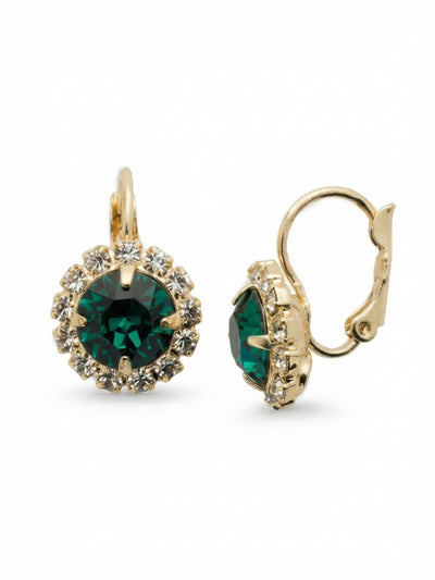 Haute Halo Dangle Earrings - EDL10BGEME - <p>A central round crystal with an elegant halo of gems embodies elegance and style.</p>