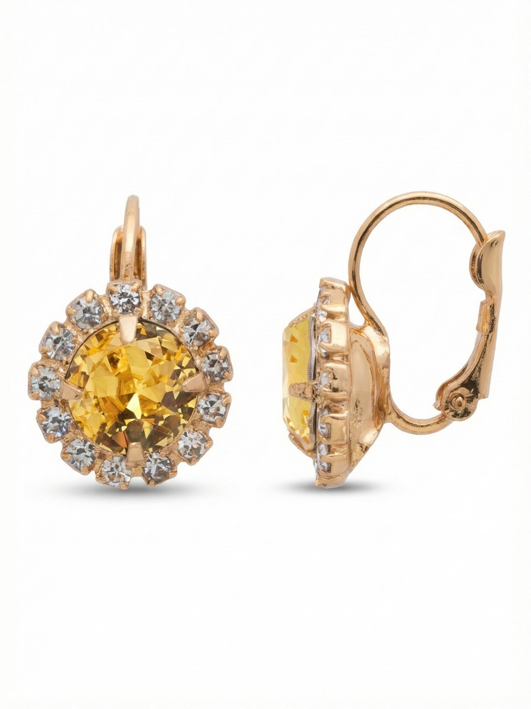 Haute Halo Dangle Earrings - EDL10BGLTO - <p>A central round crystal with an elegant halo of gems embodies elegance and style.</p>