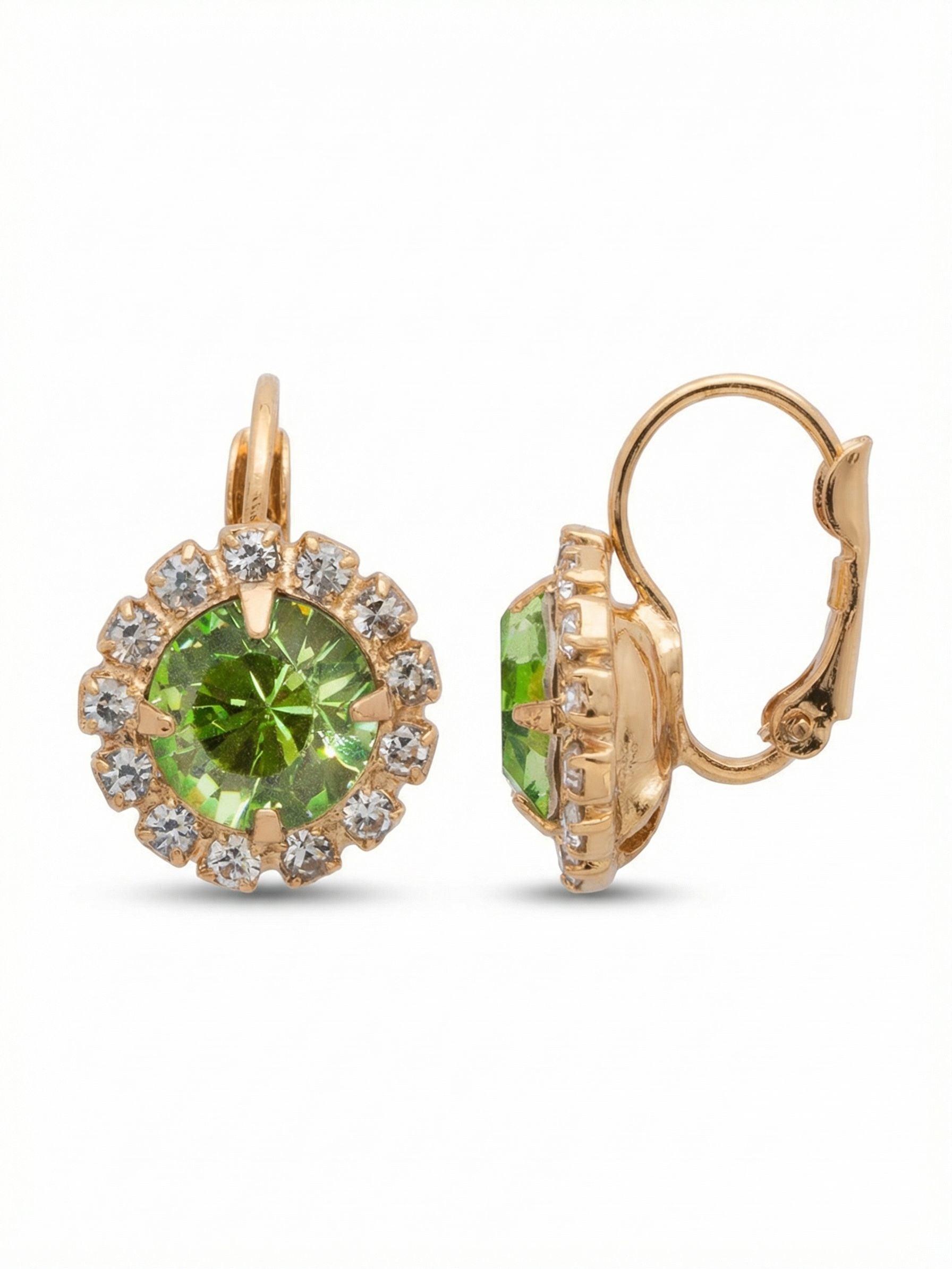 Haute Halo Dangle Earrings - EDL10BGPER - <p>A central round crystal with an elegant halo of gems embodies elegance and style.</p>