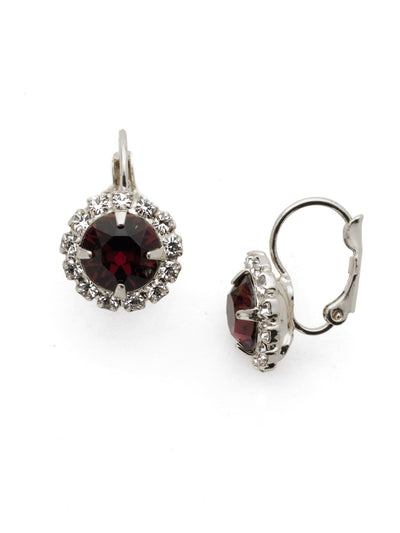 Haute Halo Dangle Earrings - EDL10PDBUR - <p>A central round crystal with an elegant halo of gems embodies elegance and style. From Sorrelli's Burgundy collection in our Palladium finish.</p>