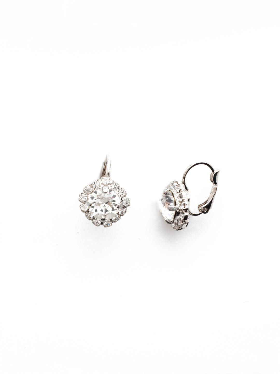 Haute Halo Dangle Earrings - EDL10PDCRY - <p>A central round crystal with an elegant halo of gems embodies elegance and style. From Sorrelli's Crystal collection in our Palladium finish.</p>