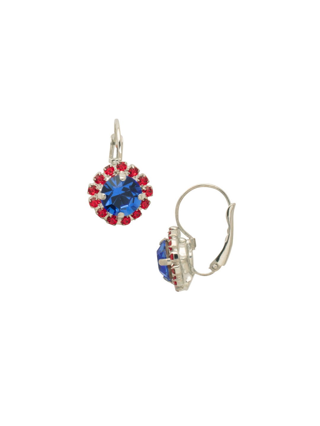 Haute Halo Dangle Earrings - EDL10PDUSA - <p>A central round crystal with an elegant halo of gems embodies elegance and style. From Sorrelli's Stars and Stripes collection in our Palladium finish.</p>