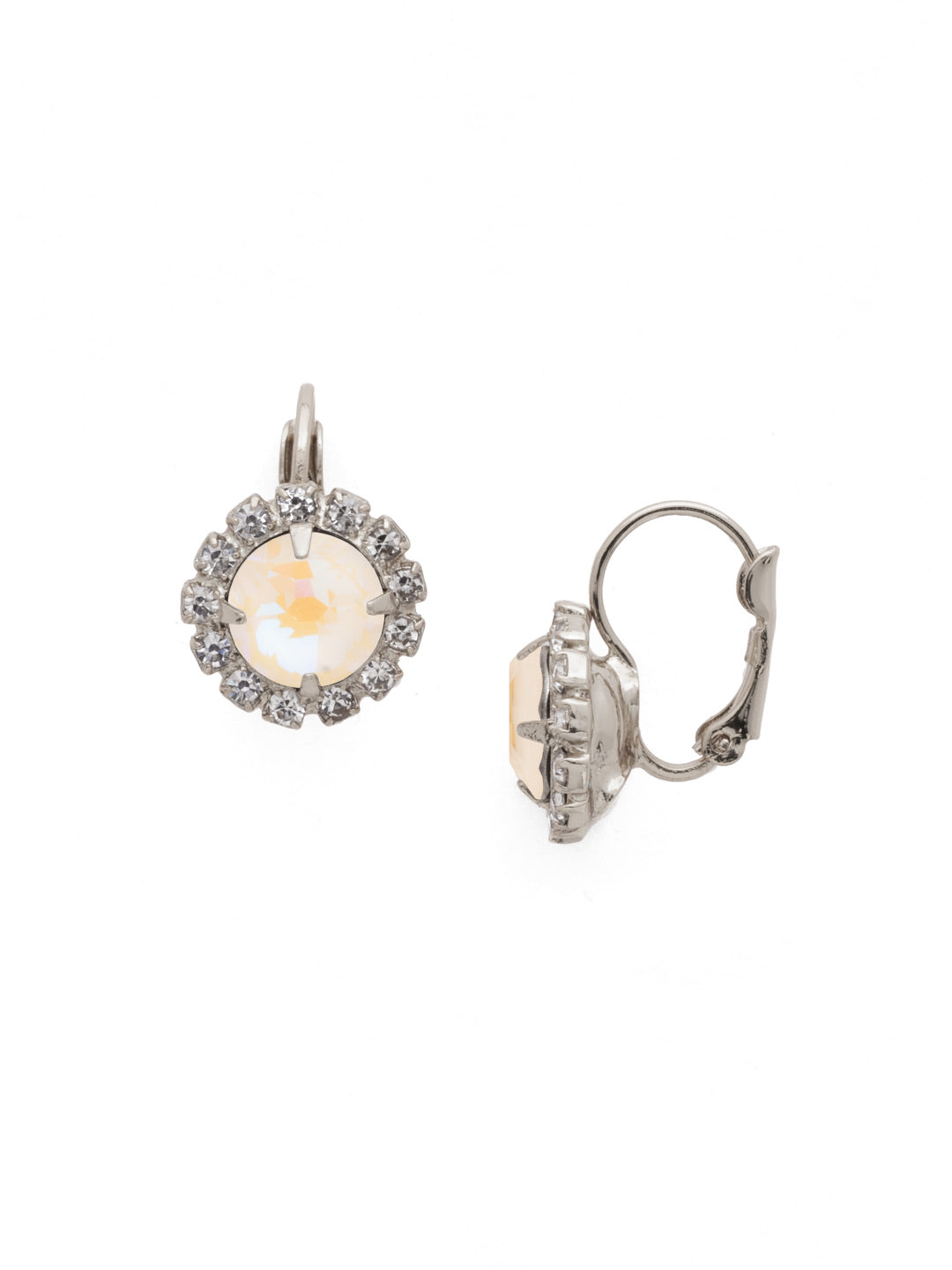 Haute Halo Dangle Earrings - EDL10PDUW - <p>A central round crystal with an elegant halo of gems embodies elegance and style. From Sorrelli's Ultra White collection in our Palladium finish.</p>