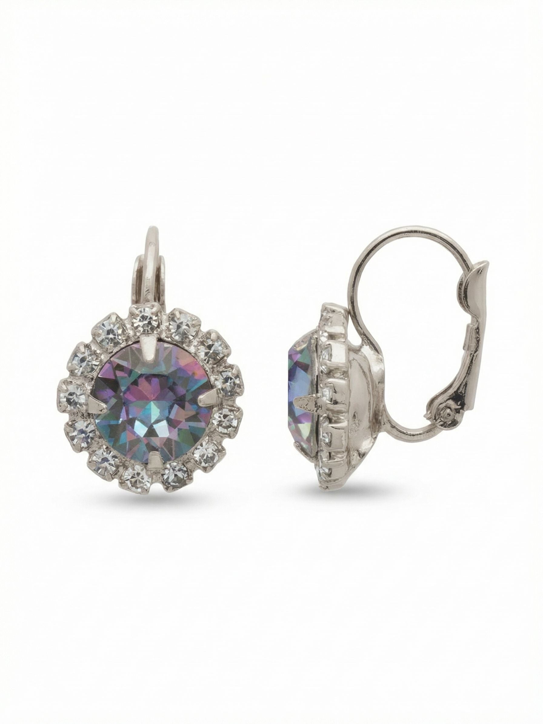Haute Halo Dangle Earrings - EDL10PDVL - <p>A central round crystal with an elegant halo of gems embodies elegance and style.</p>