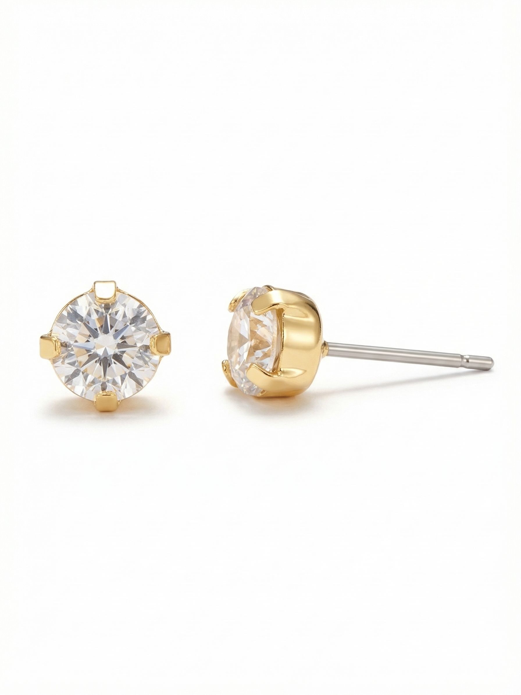 Jayda Stud Earrings - EDN32BGCRY - <p>A single round clear crystal catches the light from a traditional four-prong setting. These classic studs deliver quiet brilliance at conversation distance, making them an easy choice for any morning routine. They sit flush and comfortably balanced from coffee to dinner, secured firmly in place by an oversized comfort clutch.</p><ul>
<li>Single round-cut clear crystal in a classic four-prong setting</li>
<li>Clean minimalist profile that catches light from multiple angles</li>
<li>Post with oversized comfort-clutch back</li>
<li>Protective e-coat finish for lasting wear</li>
<li>Includes signature organza pouch for gifting and travel</li>
</ul>