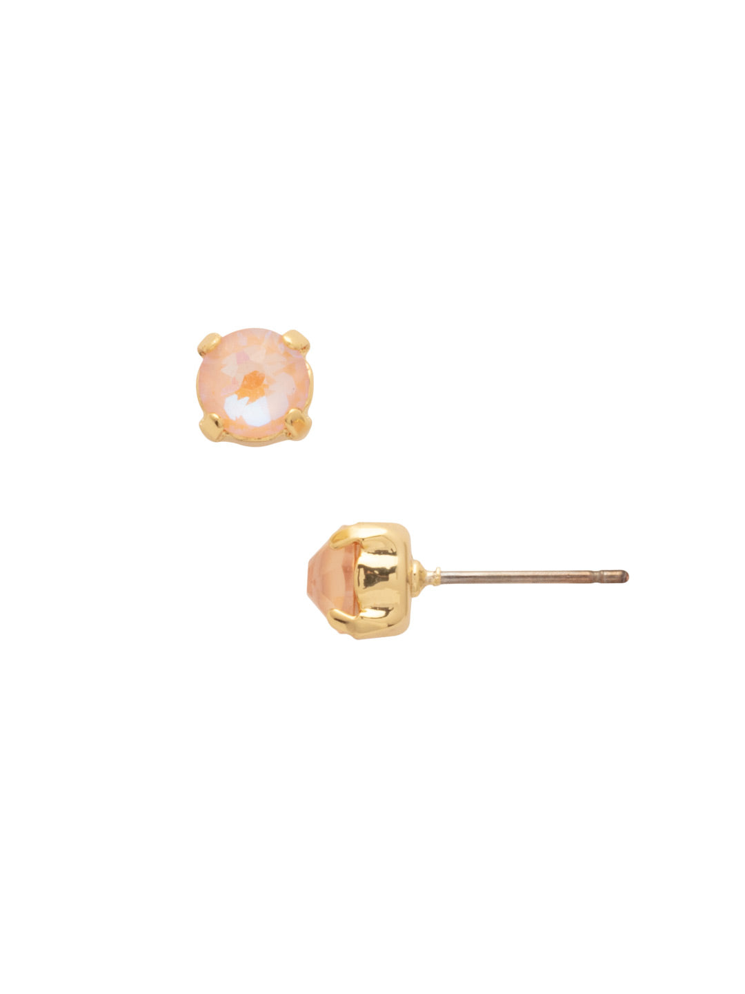 Jayda Stud Earrings - EDN32BGPD - <p>The Jayda Stud Earrings are the perfect every day wardrobe staple. A round crystal nestles perfectly in a metal plated post with four prongs. </p><p>Need help picking a stud? <a href="https://www.sorrelli.com/blogs/sisterhood/round-stud-earrings-101-a-rundown-of-sizes-styles-and-sparkle">Check out our size guide!</a> From Sorrelli's Peach Delite collection in our Bright Gold-tone finish.</p>
