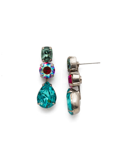 Polished Pear Dangle Earrings - EDN74ASRTU - <p>Emerald, round &amp; pear - all in a row for a pretty, polished feel! From Sorrelli's Ruby Moroccan Turquoise collection in our Antique Silver-tone finish.</p>