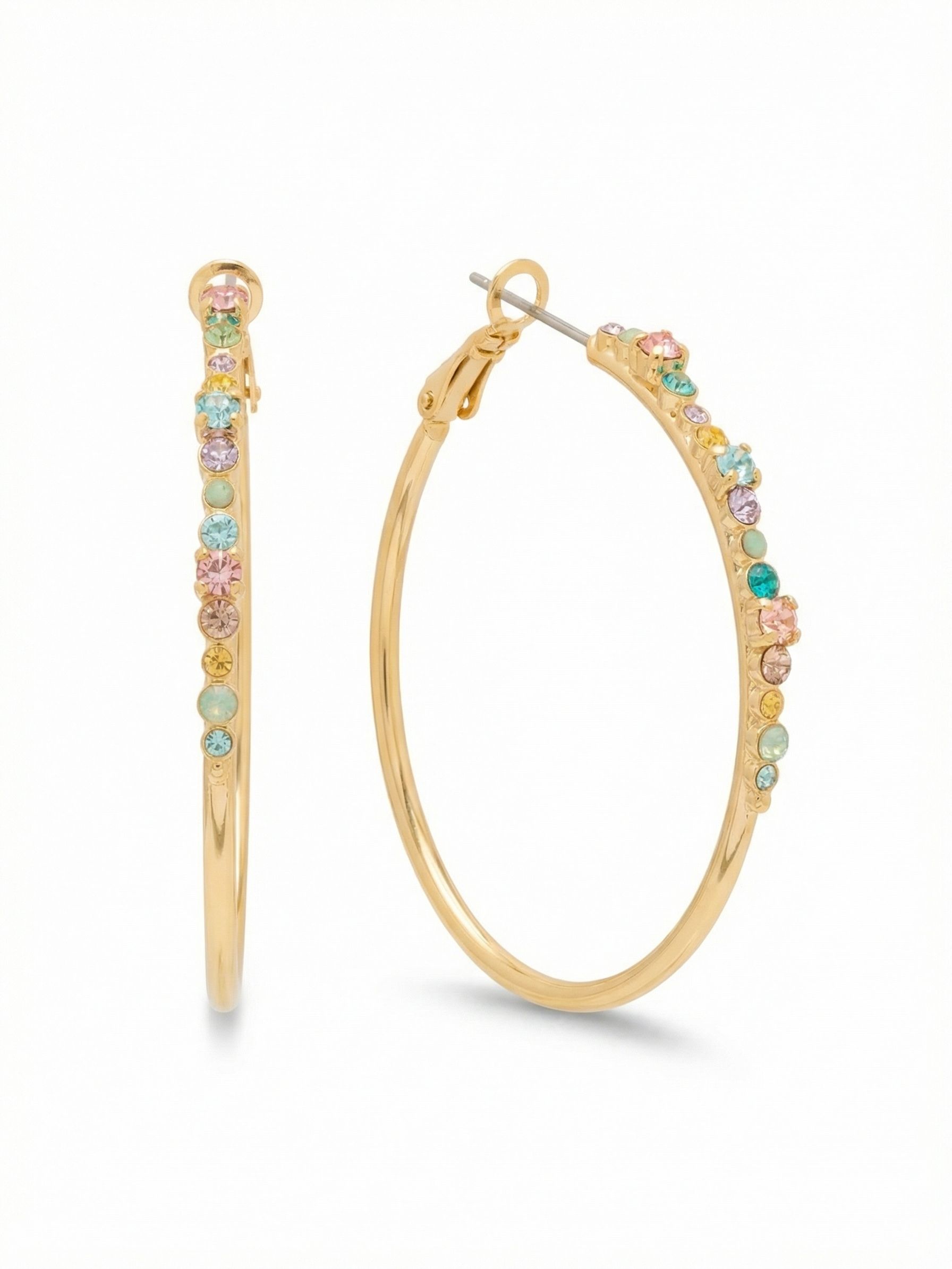 Hoopla Hoop Earrings - EDN79BGCPO - <p>Worth making a fuss over, these crystal hoop earrings make a statement without feeling heavy and that's what the hoopla is about! From Sorrelli's Candy Pop collection in our Bright Gold-tone finish.</p>
