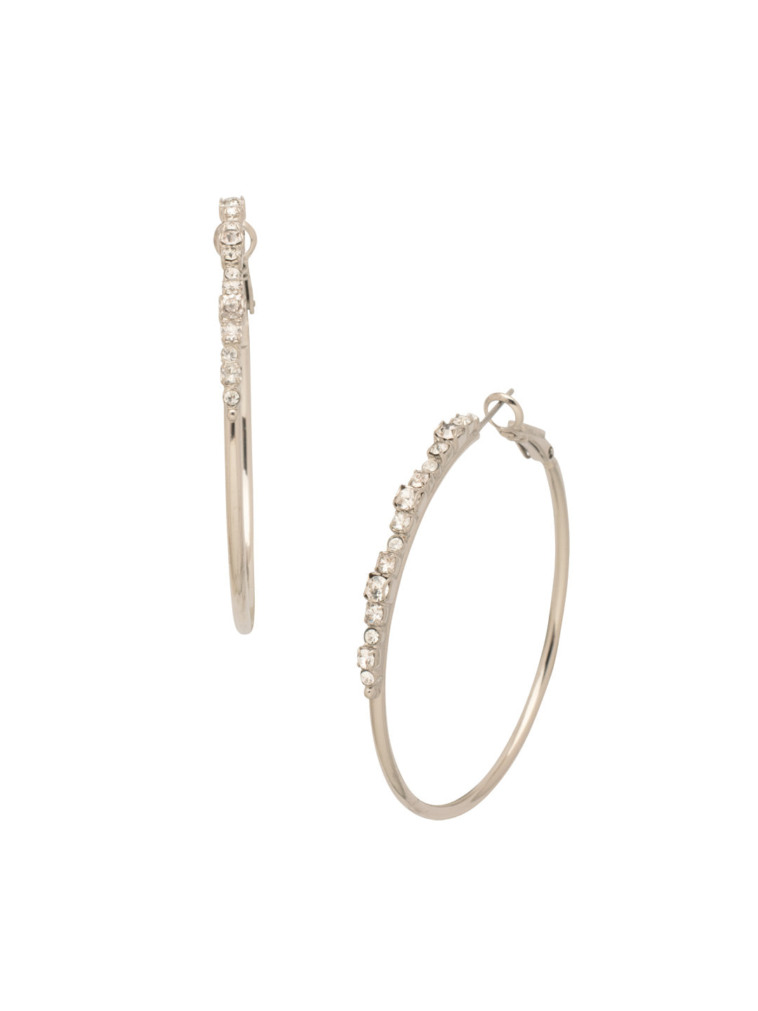 Hoopla Hoop Earrings - EDN79RHCRY - <p>Worth making a fuss over, these crystal hoop earrings make a statement without feeling heavy and that's what the hoopla is about! From Sorrelli's Crystal collection in our Palladium Silver-tone finish.</p>
