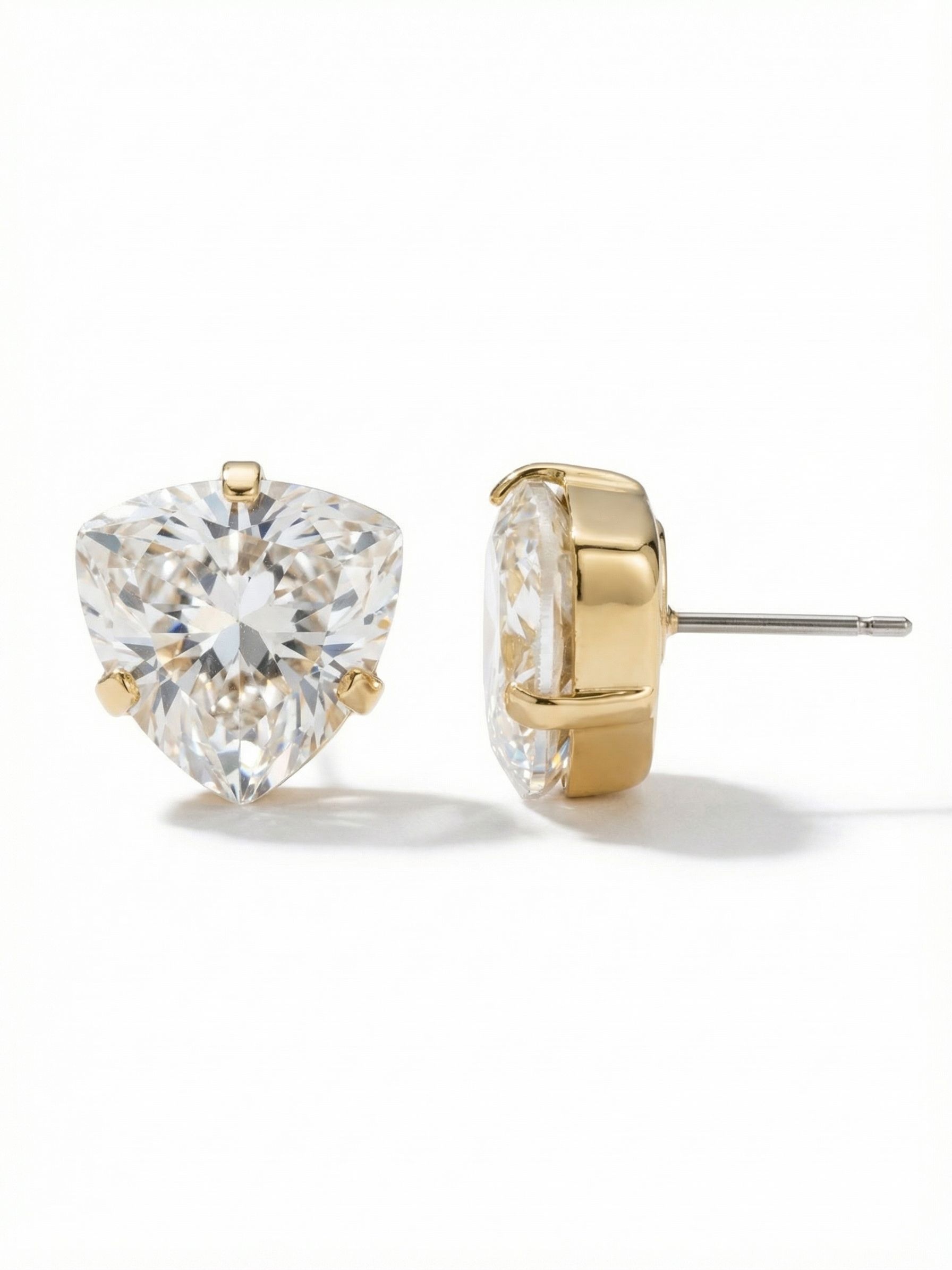Perfectly Pretty Stud Earring - EDS10BGCRY - <p>A single twelve-millimeter trillion-cut crystal creates a distinct geometric anchor. At half an inch wide, this stud has genuine presence, reflecting light clearly from every angle. The three-point shape reads sharp and modern, offering a clear alternative to a traditional round cut. Because a stone this substantial needs proper support, the post includes an oversized comfort clutch to keep the crystal perfectly positioned and secure all day.</p><ul>
<li>Solitary trillion-cut crystal offers a sharp geometric profile</li>
<li>Minimalist three-prong setting maximizes light play across the faceted surface</li>
<li>Post with oversized comfort-clutch back</li>
<li>Protective e-coat finish for lasting wear</li>
<li>Includes signature organza pouch for gifting and travel</li>
</ul>
