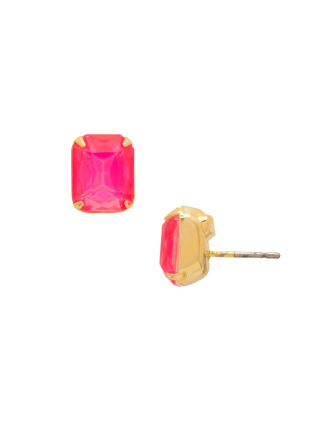 Octavia Stud Earrings - EDU53BGETP - <p>These rounded emerald cut stud earrings can be worn alone or paired with anything for just a bit of extra bling! From Sorrelli's Electric Pink collection in our Bright Gold-tone finish.</p>