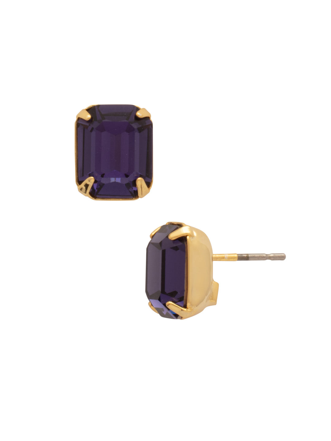 Octavia Stud Earrings - EDU53BGPV - <p>These rounded emerald cut stud earrings can be worn alone or paired with anything for just a bit of extra bling! From Sorrelli's Purple Velvet collection in our Bright Gold-tone finish.</p>