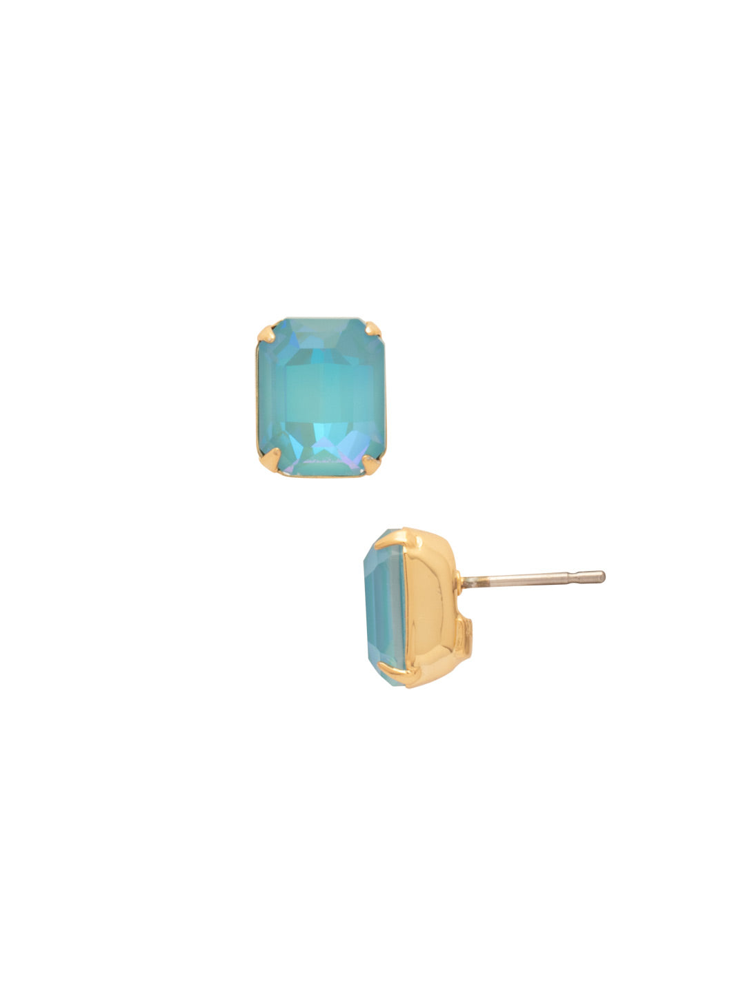 Octavia Stud Earrings - EDU53BGSBD - <p>These rounded emerald cut stud earrings can be worn alone or paired with anything for just a bit of extra bling! From Sorrelli's Summer Blue Delite collection in our Bright Gold-tone finish.</p>