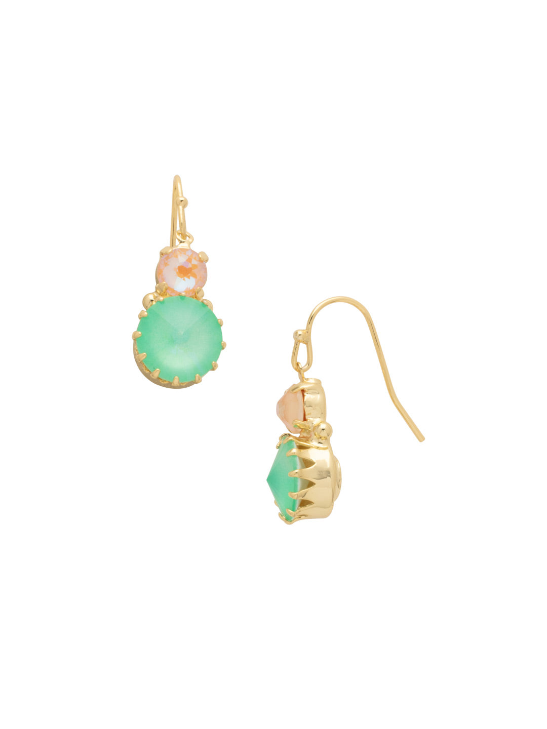 Adelina Dangle Earrings - EEA9BGMAM - <p>These earrings make the perfect touch of sparkle to an everyday look. Featured in our Adelina earrings are are round crystals, accented by a smaller round crystal above. From Sorrelli's Mango Mint collection in our Bright Gold-tone finish.</p>