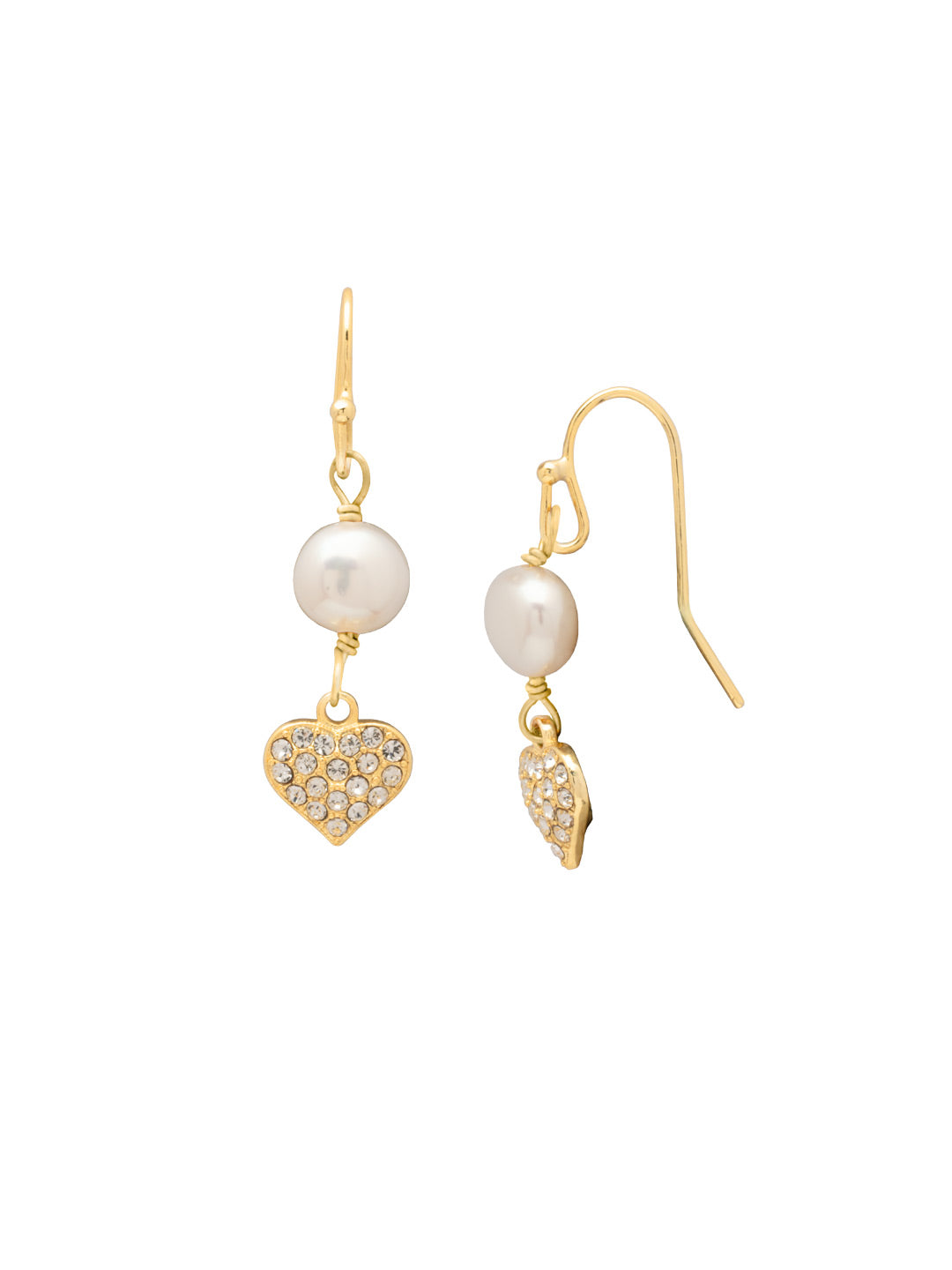 Pippa Dangle Earrings - EEM6BGCRY - <p>A freshwater pearl followed by a crystal heart. Two beautiful shapes that represent love and compassion. From Sorrelli's Crystal collection in our Bright Gold-tone finish.</p>