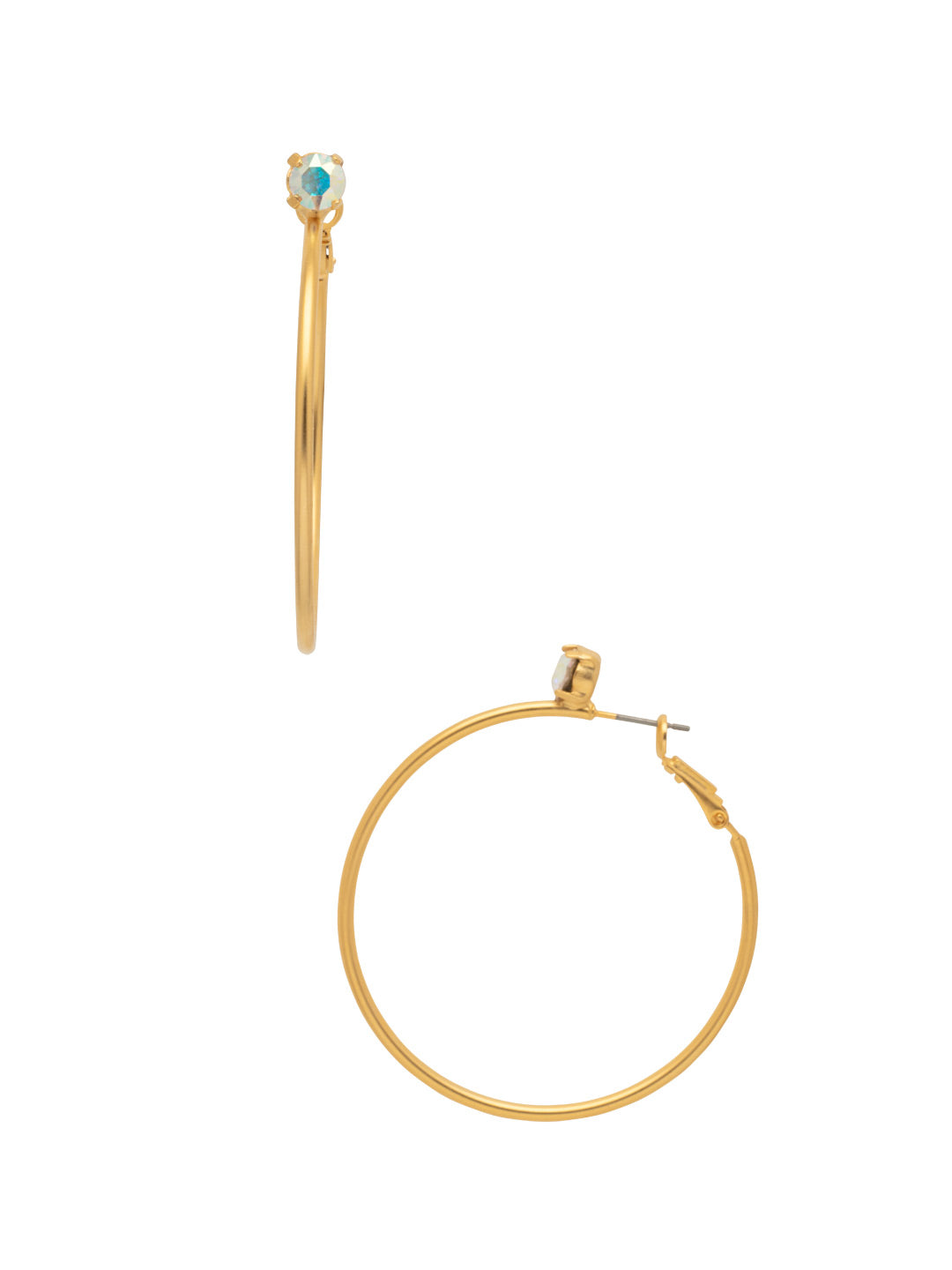 Serafina Hoop Earrings - EEP41MGCAB - <p>Take the classic metal hoop up a notch with the Serafina Hoop Earring. Starting with a single crystal sparkler, it's got that extra something special. From Sorrelli's Crystal Aurora Borealis collection in our Matte Gold-tone finish.</p>