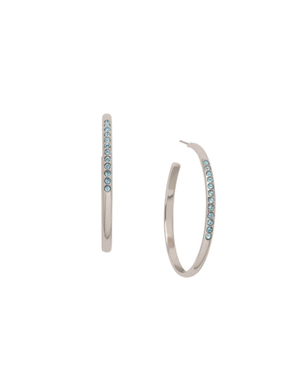 Bugsy Hoop Earrings - EEP56PDAQU - <p>Quirky and fun, that's the Bugsy Hoop Earring. Veering from the traditional metal hoop, this pair features a fun row of sparking crystals spot-on center. From Sorrelli's Aquamarine collection in our Palladium finish.</p>